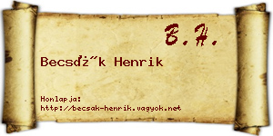 Becsák Henrik névjegykártya